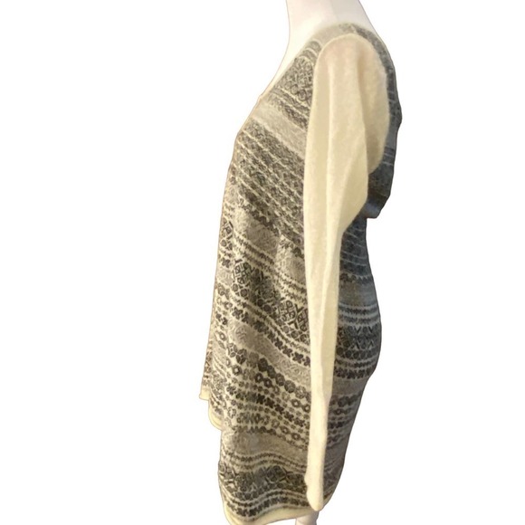 Free People Nordic Long Sleeve cream black gray Fair Isle Knit Tunic Sweater M - Picture 8 of 11